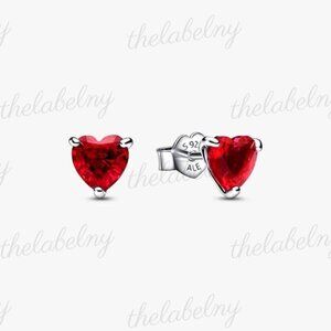 Pandora Red Heart Stud Earrings